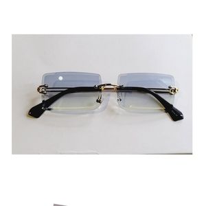 Blue rectangular ombre Rimless sunglasses